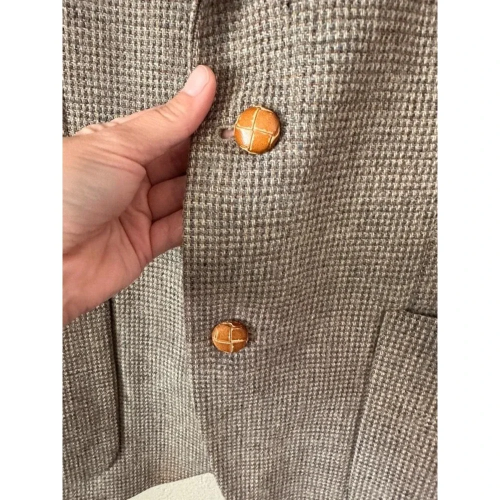 Harrocks Tweed Mens 40 Brown Houndstooth Wool Blazer Sport Coat Academia Preppy